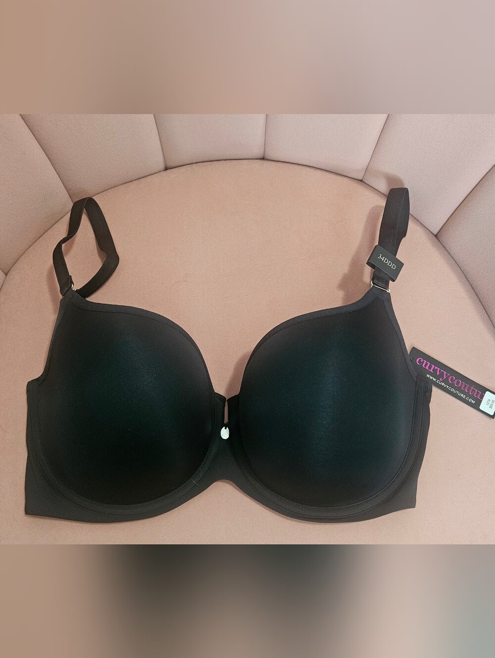 Curvy Couture Black Underwire Pushup T-Shirt Bra